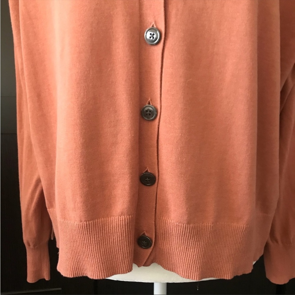 J. Crew Cotton Cardigan Sweater in Pumpkin Orange - Size Medium - Picture 7 of 11